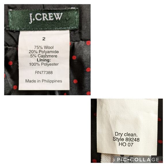 J. CREW Cameron Black Wool Cashmere Sleeveless Mini Shift Sack Dress Size 2 - Picture 7 of 8